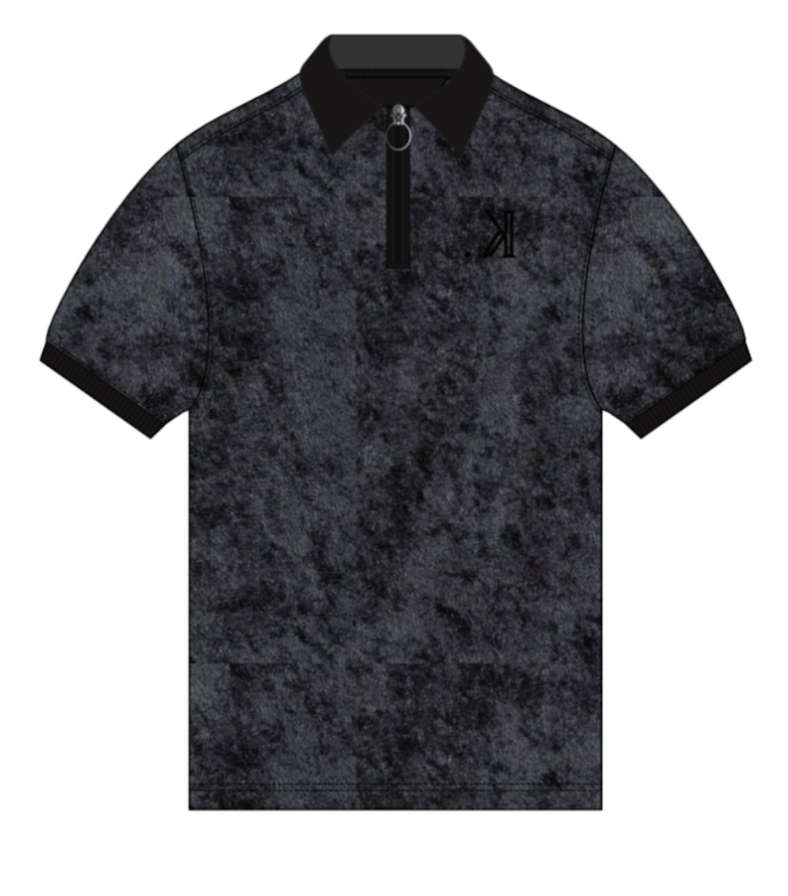 K. Signature Velour Zip Polo (Black)