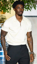The Velour Quarter Zip Polo (Vanilla)