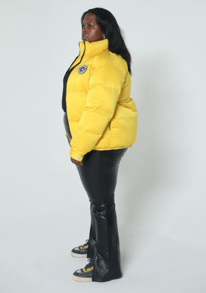 Bright yellow 2025 puffer coat