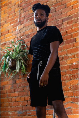 K. Signature Velour Shorts (Black) [Pre-Order]